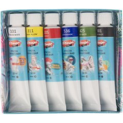 Краски акриловые худож.Комус Арт Студия, 6цв х 12мл, в тубах