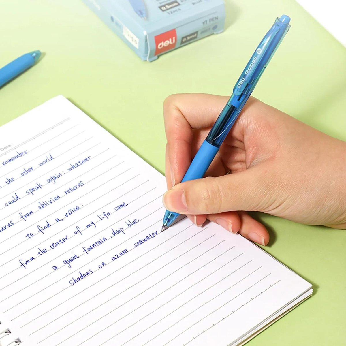 Ручка шариковая автомат. Deli ROBALL EQ115-BL,пул.нак 0,5,кругл.тонир,син