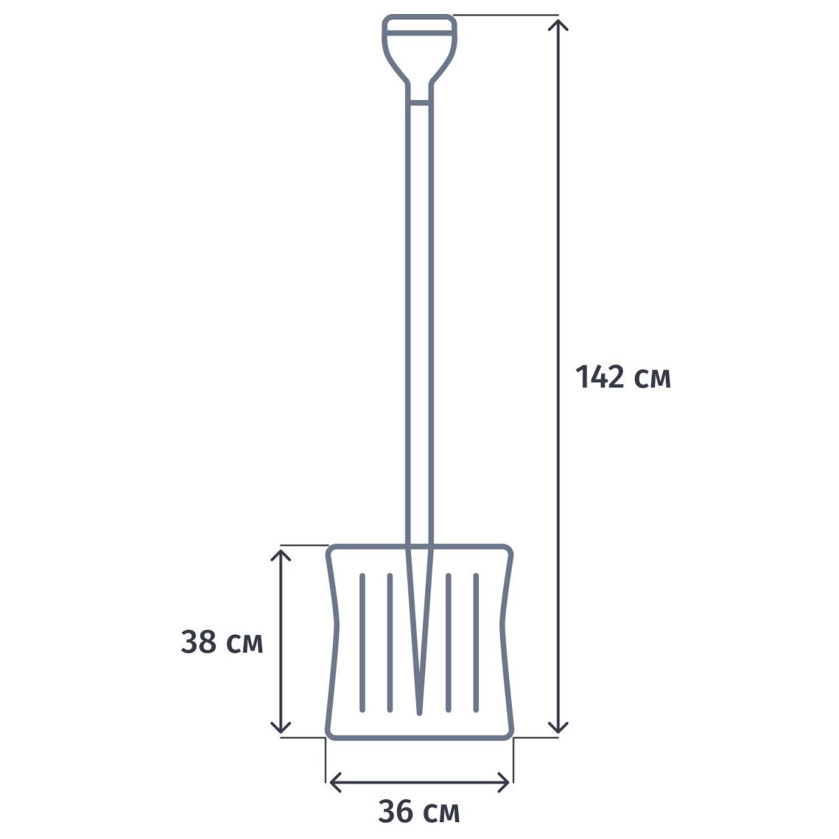 Лопата для уборки снега Сибртех пластик, деревян/черен 380х360х1420мм_61697