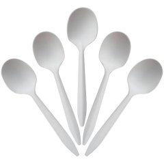 Ложка одноразовая 140 мм, бел.,кукурузный крахмал, 50 шт/уп GREEN MYSTERY