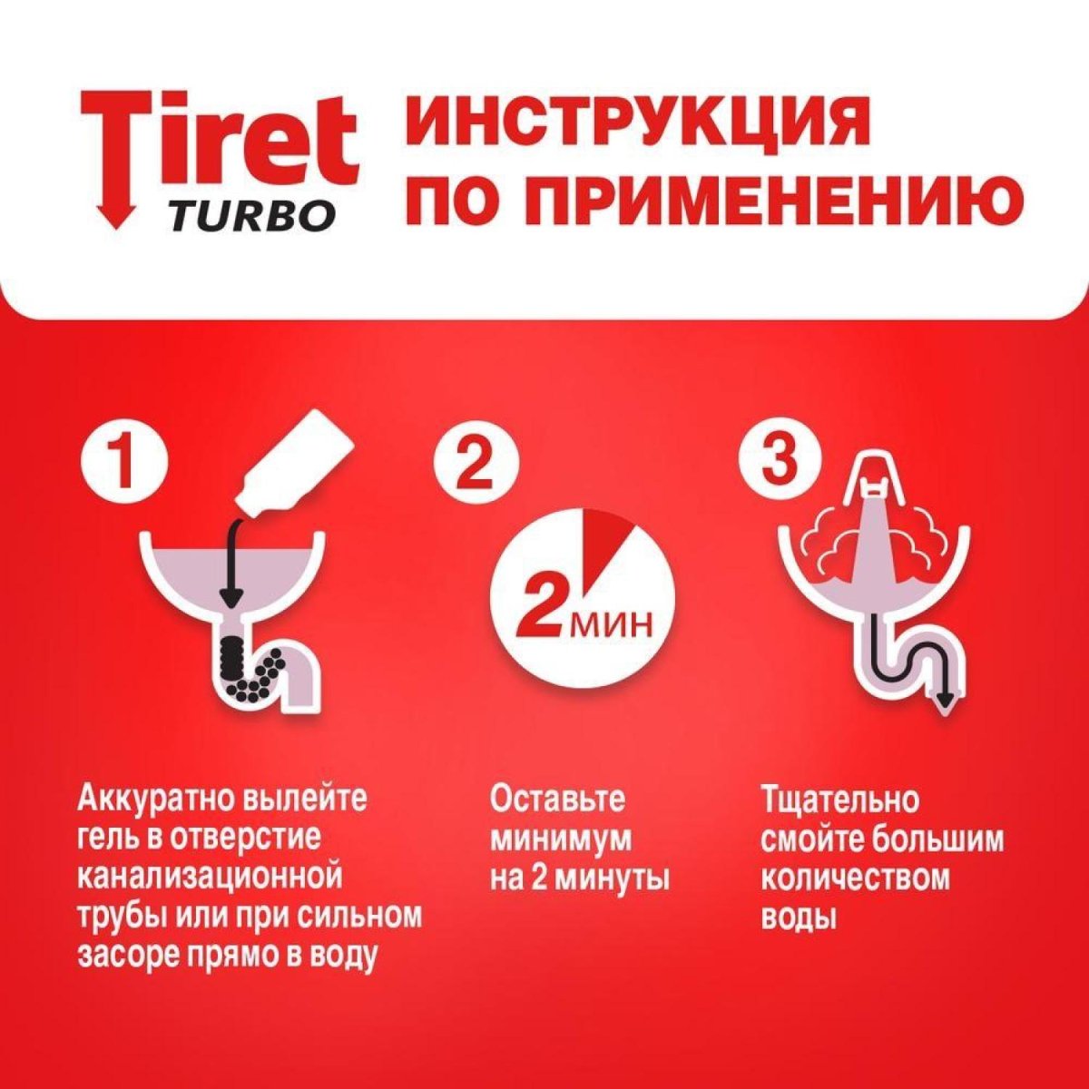 Средство для прочистки труб TIRET TURBO гель 500 мл