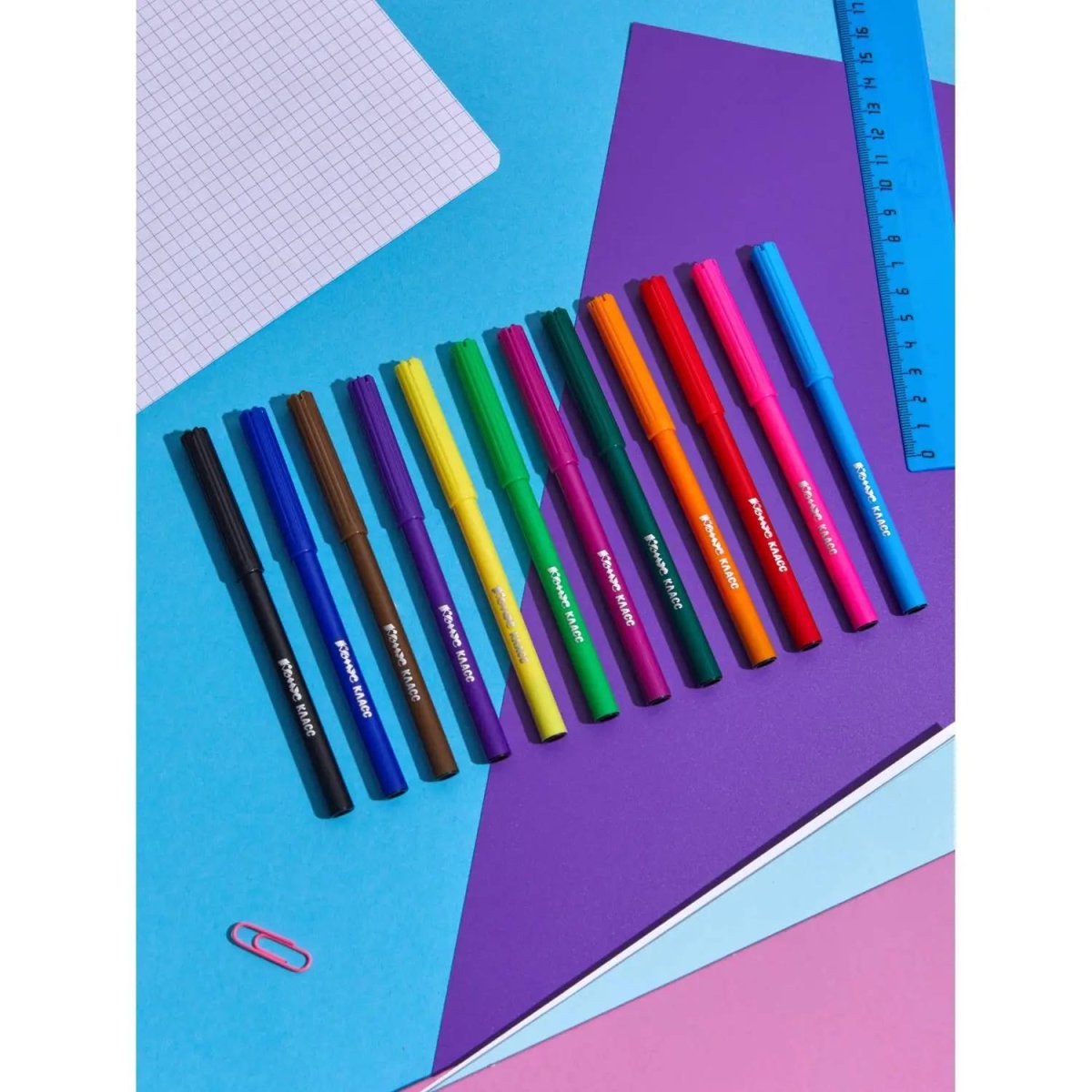Фломастеры Комус Класс ColorPics набор 12 цв.,вентилир.,смыв., блист. упак