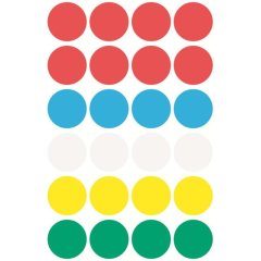 Этикетки самоклеящиеся  точки, 3089,  d=18mm, разноцветные, 96шт/уп