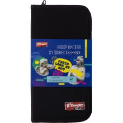 Набор кистей худож Комус Арт,синт.сред.жестк,корот.ручка,черн.кейс,12шт/наб