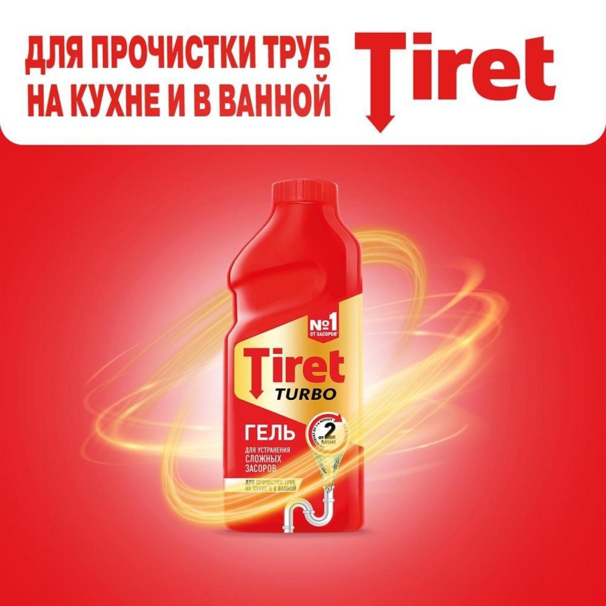 Средство для прочистки труб TIRET TURBO гель 500 мл