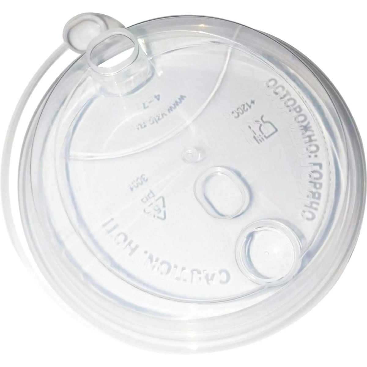 Крышка для стакана d90 мм с пробив слотом и заглуш, прозр., ПП, 50 шт/уп