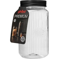 Банка квадратная с рельефом PREMIUM 1,3л, 3шт (Черный)