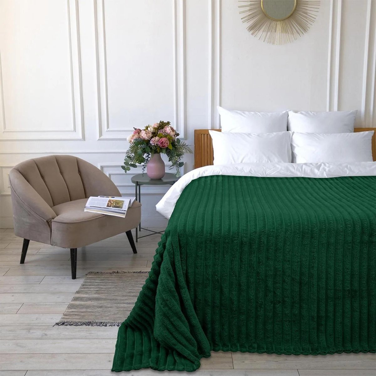 Покрывало 150х200 BRAVO Family велсофт Волна г/к №94 изумрудный в пакете