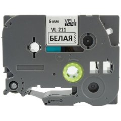 Картридж для принтера этикеток PT Vell VL-211(Brother TZE-211,6 мм,чер/бел)