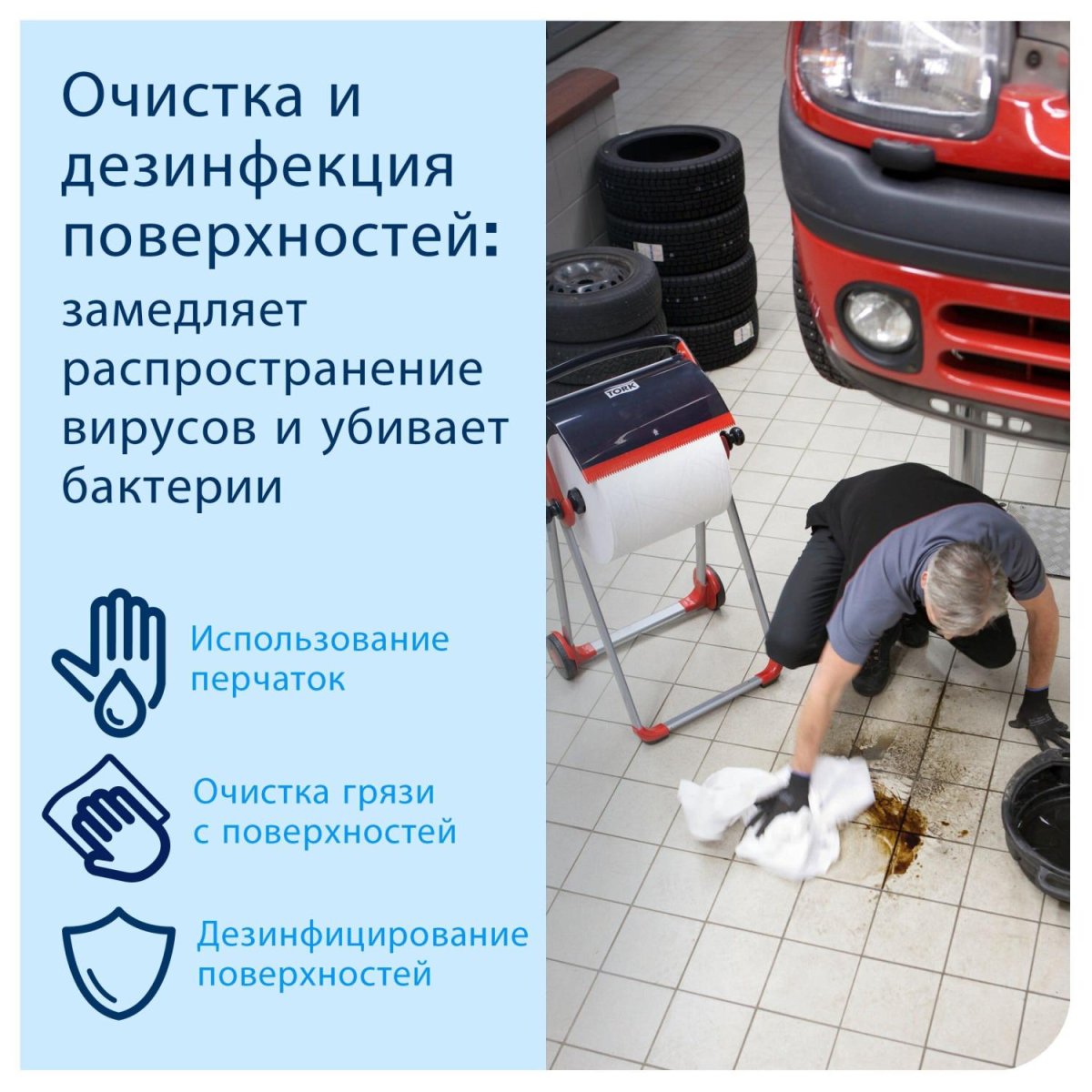 Материал протирочный нетканый Tork W1/W2/W3 300лx1рул/кор, белый 90537