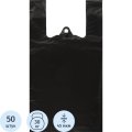 Пакет-майка ПНД 40+18x70 см, черный, усиленный, 45 мкм, 50 шт./уп