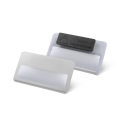 Бейдж с окном для сменной информации магнит,70x40 мм серебрист