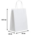 Пакет бумажный 330х180х345 мм, 80 гр/м2, с круч. ручками, белый, 200 шт/уп