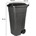 Контейнер-бак мусорный пластик серый, на колесах 110л_PT9957СЕР-1РS