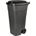 Контейнер-бак мусорный пластик серый, на колесах 110л_PT9957СЕР-1РS