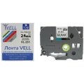 Картридж Vell VL-251 (Brother TZE-251, 24 мм, чер на белом) для PT {Vell251