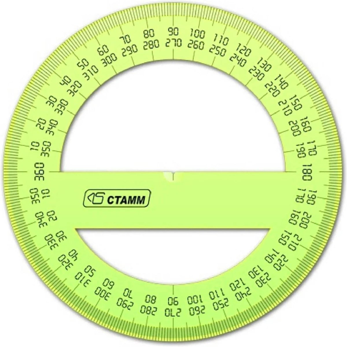 Транспортир 10 см 360  градусов, NEON Cristal, цвет ассорти ТР41