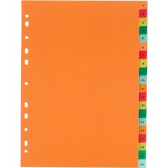 Разделитель листов с индексами Комус, А4, цифровой 1-20, цветн.пластик