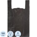 Пакет-майка УСИЛЕННЫЙ,ПНД, 40+18x70см,черный,30мкм, 100 шт/уп 