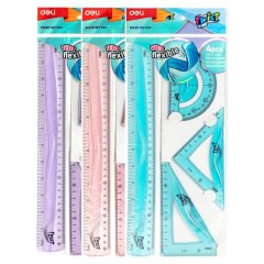 Набор чертежный Deli EH23 больш:лин 30см,угольн 13 и9см,трансп10см,гибк,асс