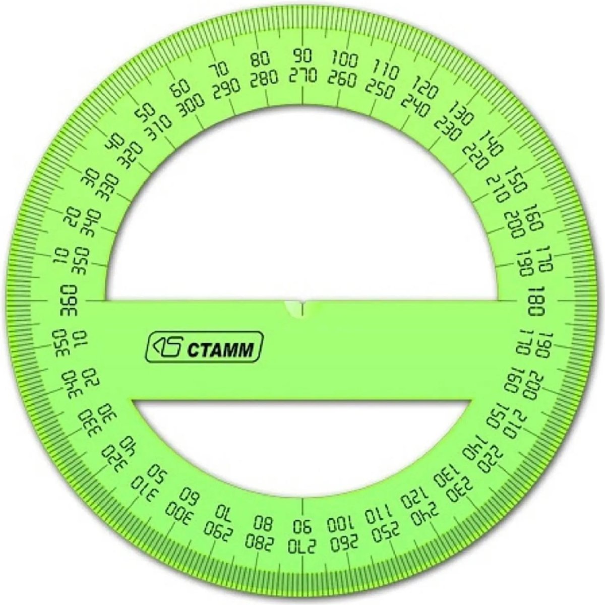 Транспортир 10 см 360  градусов, NEON Cristal, цвет ассорти ТР41