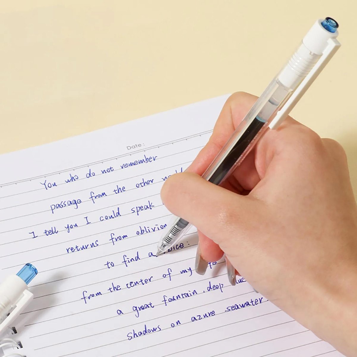 Ручка гелевая автомат. Deli INKABLE EG05S-BL,гибр.нак0,5,син быстросх,прозр