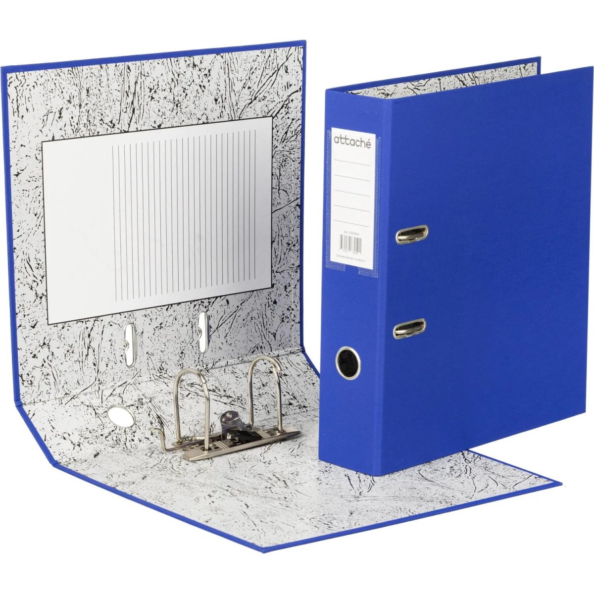Папка-регистратор 75мм Attache А4, синияя РР/бумага, без мет. уголка