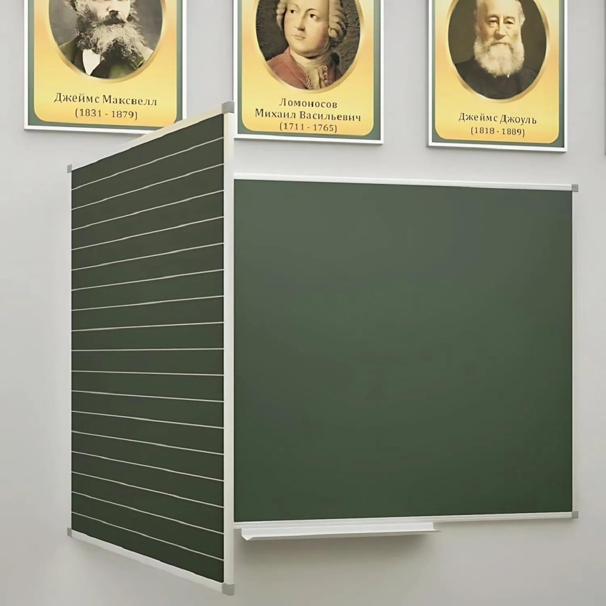 Доска магнитно-меловая Attache 2-х секционная Клетка + линейка