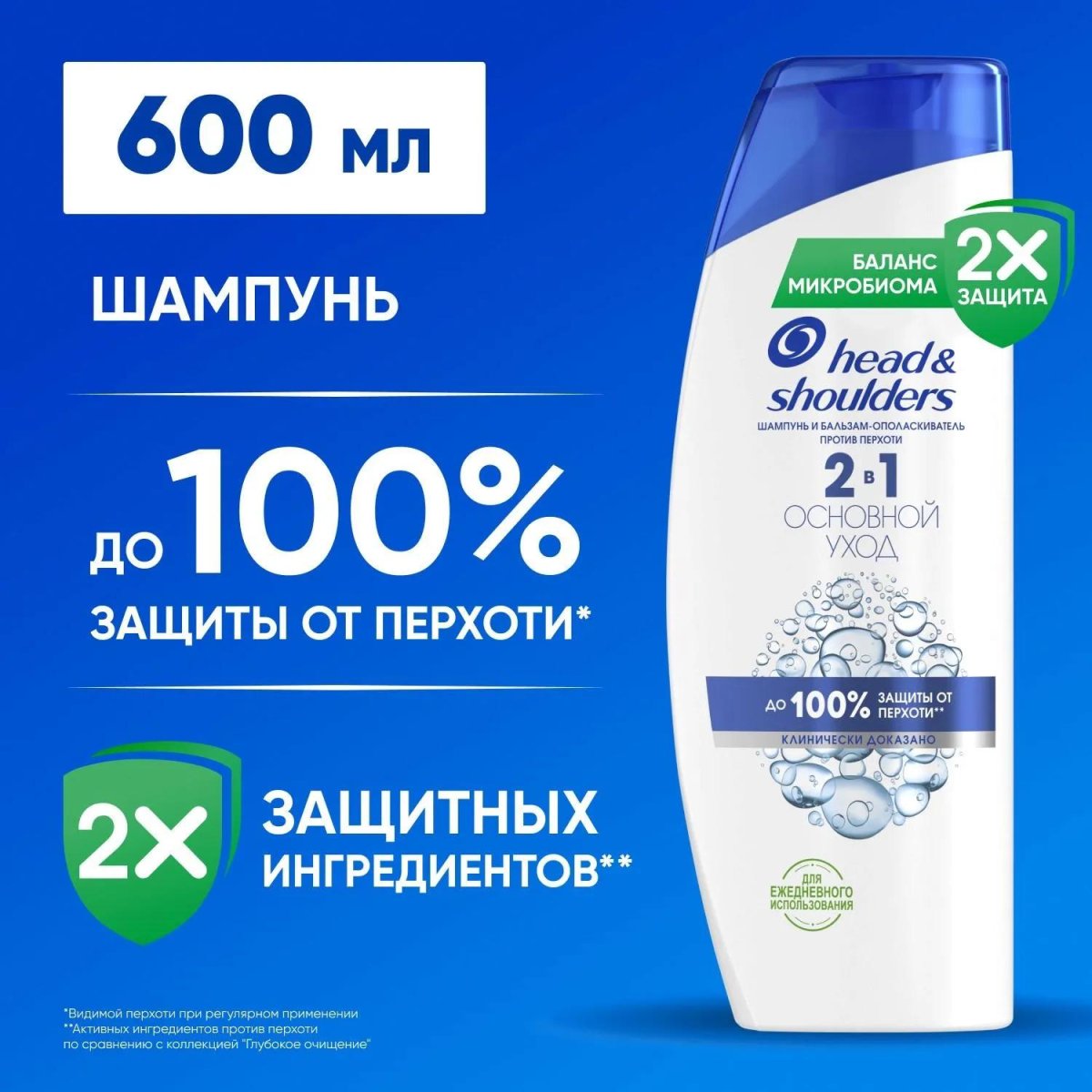 Шампунь-бальзам HEAD & SHOULDERS 600мл 2в1 Основной уход Уход