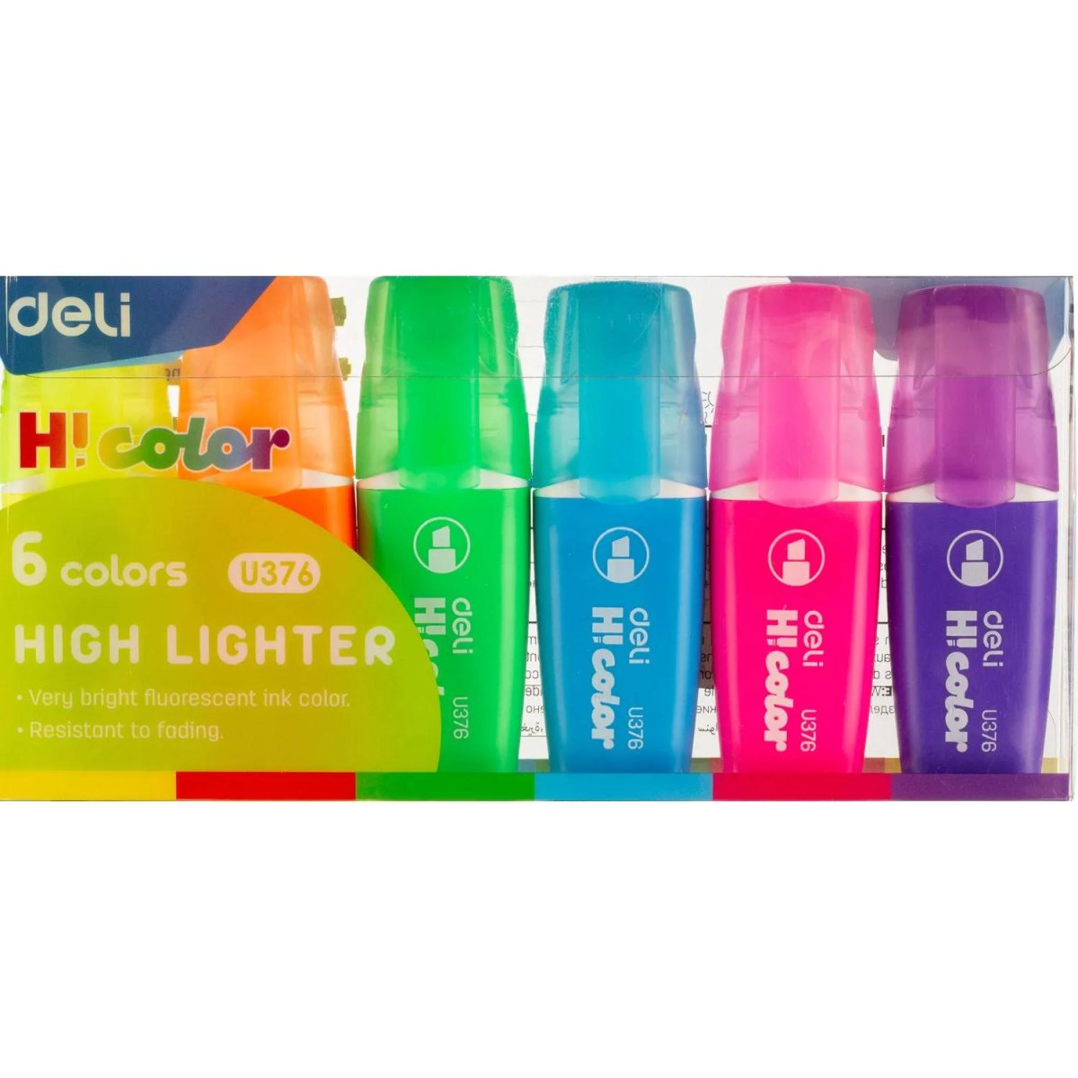 Набор текстовыделителей Deli 1-4мм, скош.нак.,6цв, флуоресц. EU376