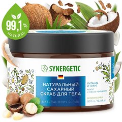 Скраб для тела SYNERGETIC кокос и масло макадамии 300мл