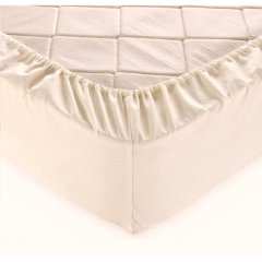 Простыня трикотажная на резинке 160х200х20см, молочно-белая