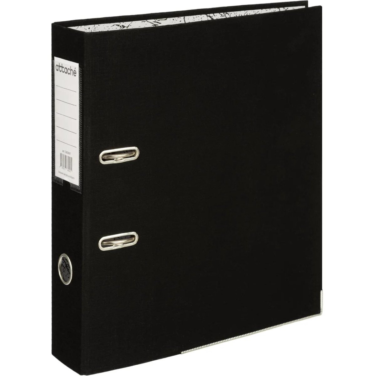 Папка-регистратор 75мм Attache А4, черная РР/бумага, мет уголок