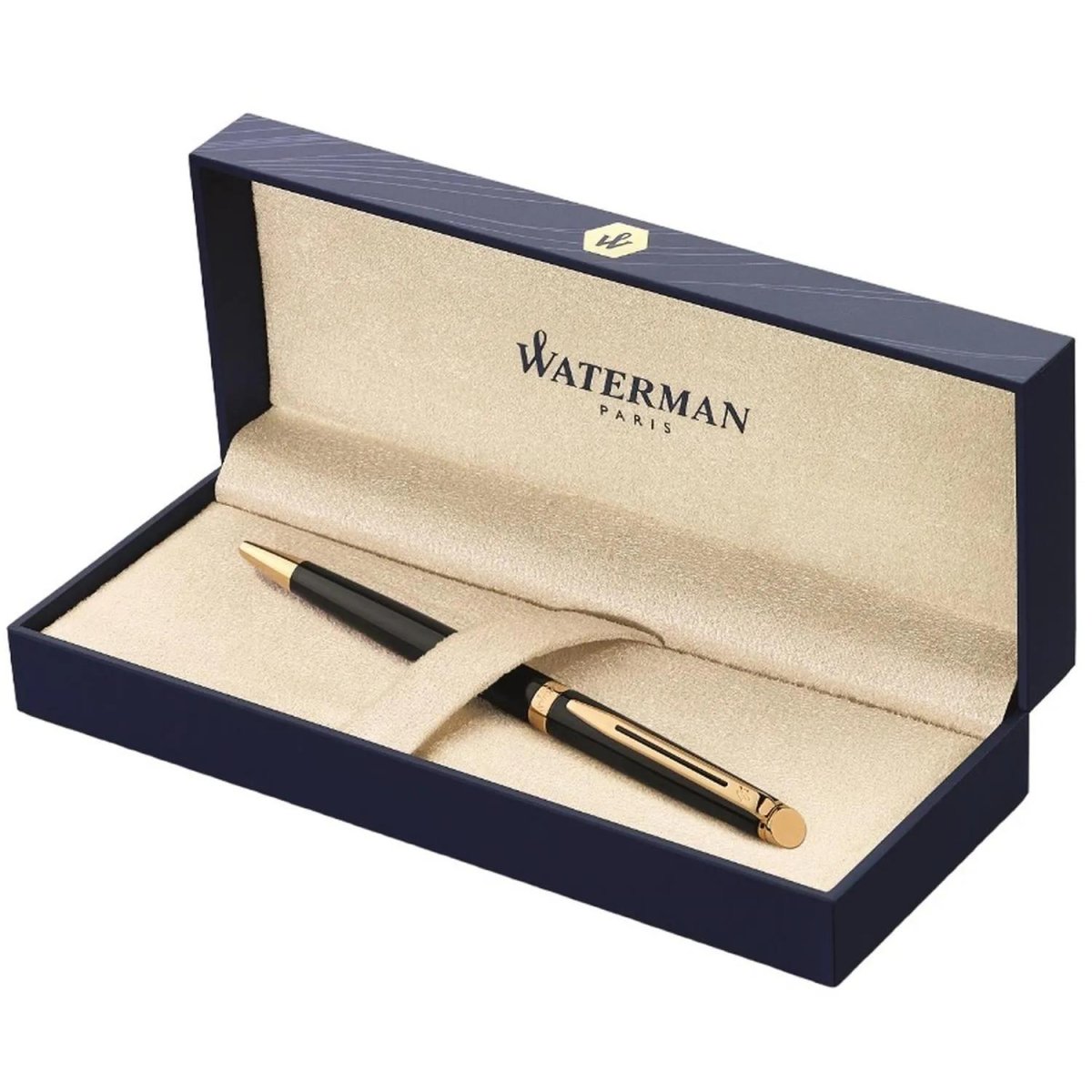 Ручка шариковая WATERMAN HEMISPHERE  черн лак с позол,лин.сред,син S0920670