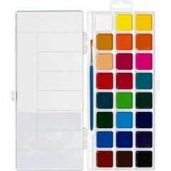 Краски акварельные Гамма Классическая,медов,Наб.24цв,с кистью,пласт 1009203