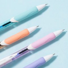 Ручка шариковая автомат. Deli EQ46 игольч.нак,0,7мм,син,резин.грип,4цв асс