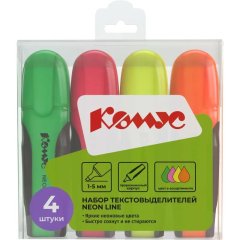 Набор текстовыделителей маркеров Комус Neon Line 1-5мм наб 4цв