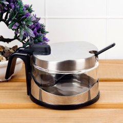 Сахарница с ложкой d=9см h=7см v=250мл стекло/металл 0190252