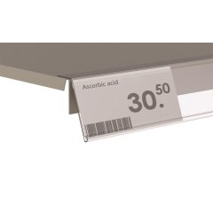 Ценникодержатель полочный самокл. под угл. 15°, прозр., 1000мм, 50 шт/уп