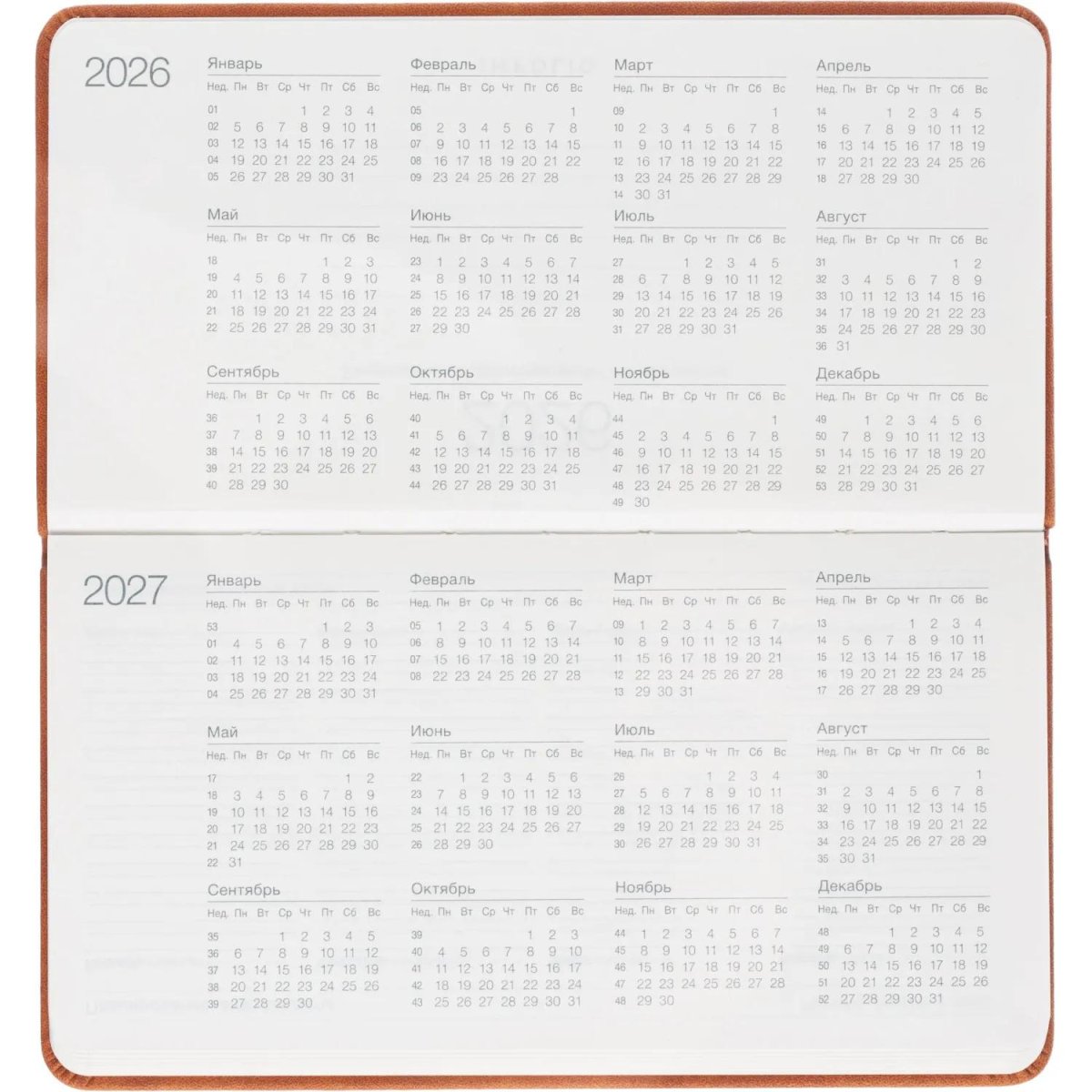 Еженедельник датированный 2026 IF 16х9см 64л, твердый, Grace I1847/l-brown