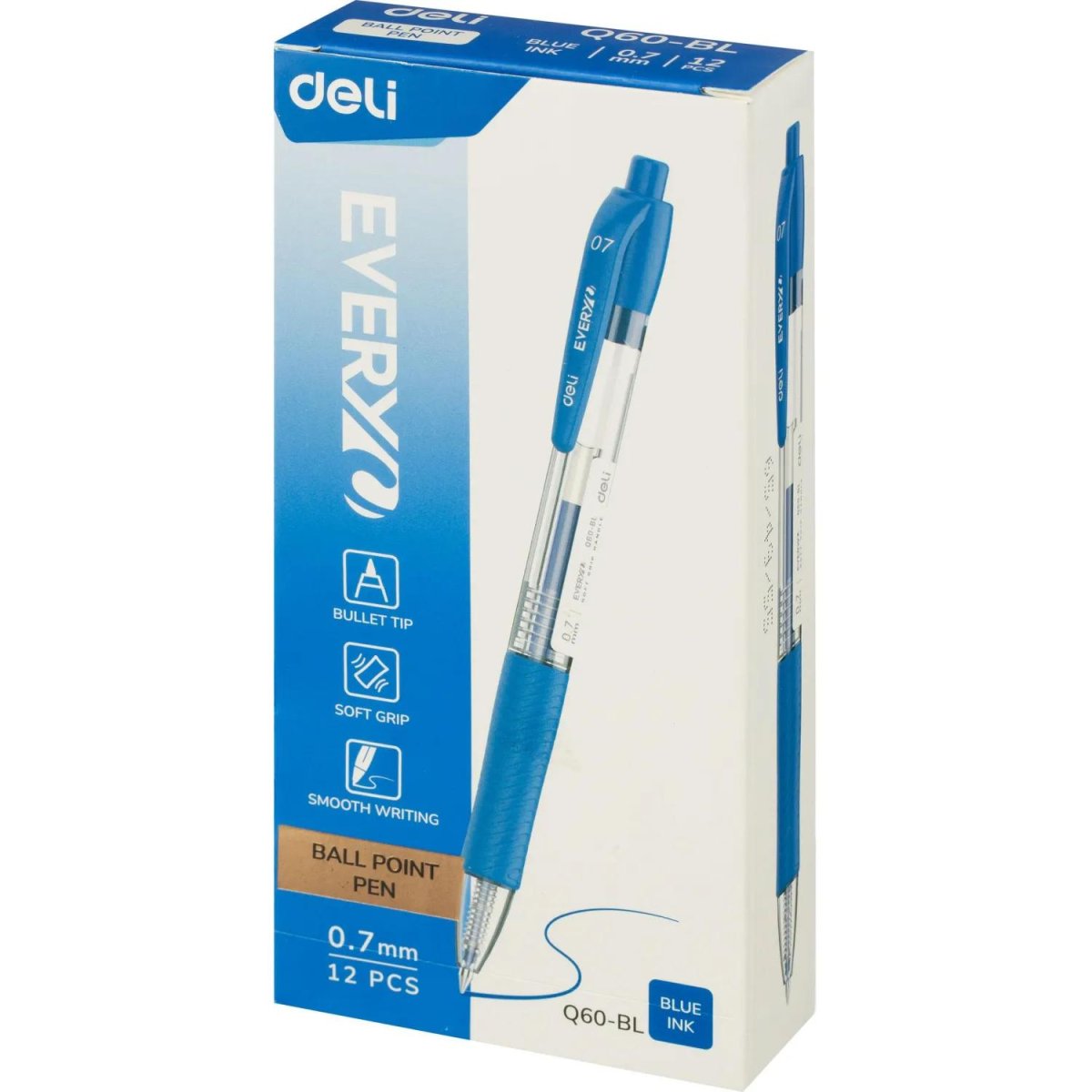 Ручка шариковая автомат. Deli Every, EQ60-BL,син,пул нак.0,7мм