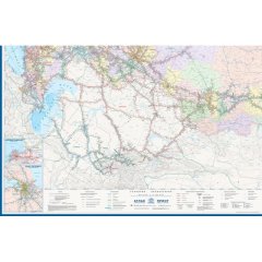 Карта настенная Железные дороги России и сопредел.госуд.,1:3,7млн,2,33х1,58