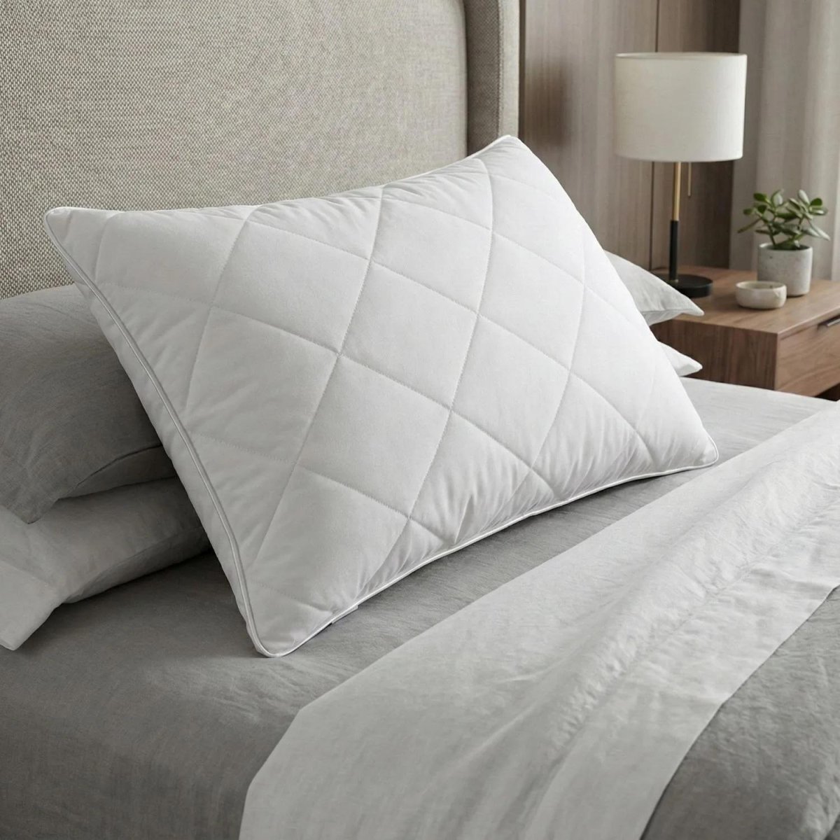 Подушка 50х70, стеган,(холлофайбер/микрофибра),кант, 600г.,бел. , 7шт/уп