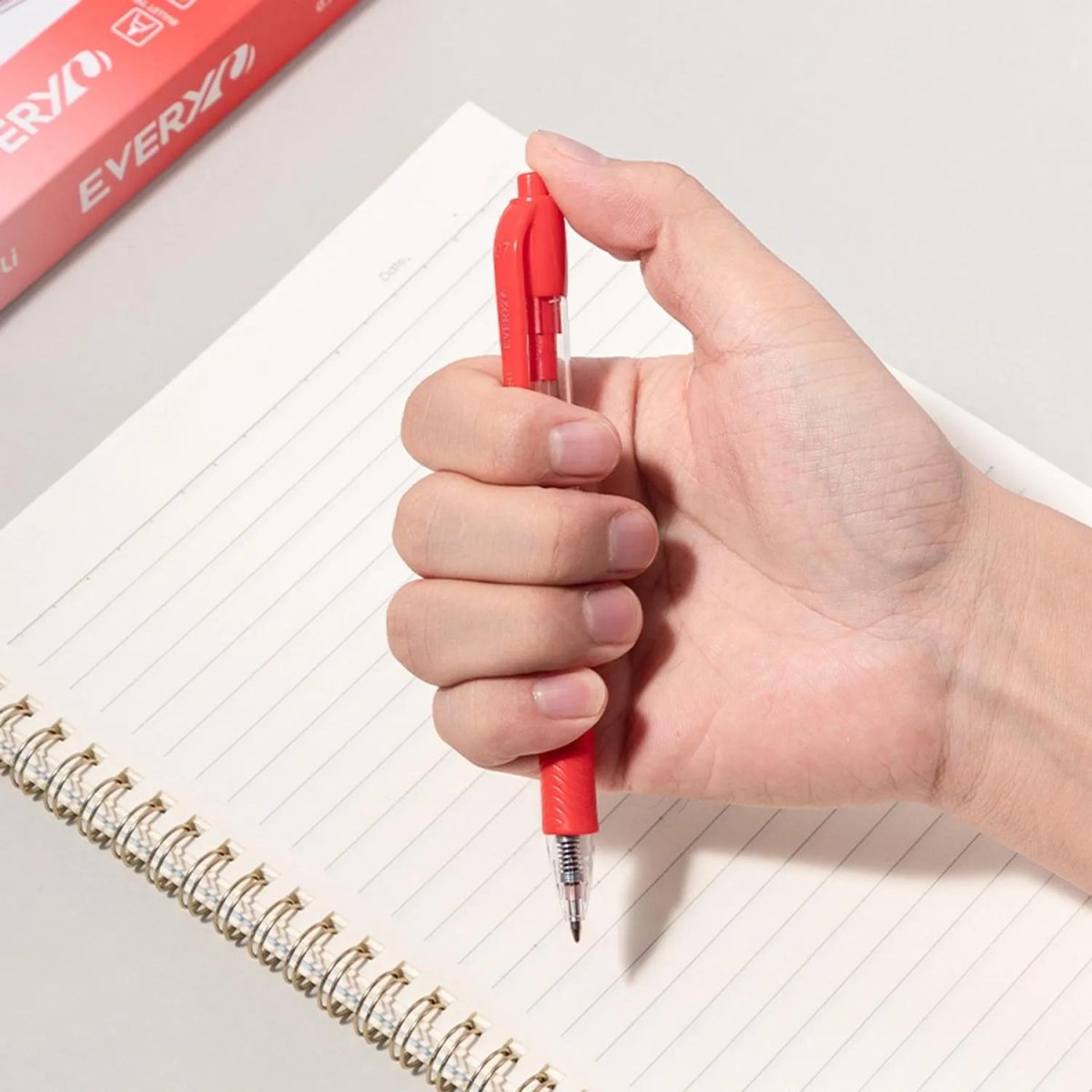 Ручка шариковая автомат. Deli Every, EQ60-RD,кр,пулевидный нак.0,7мм