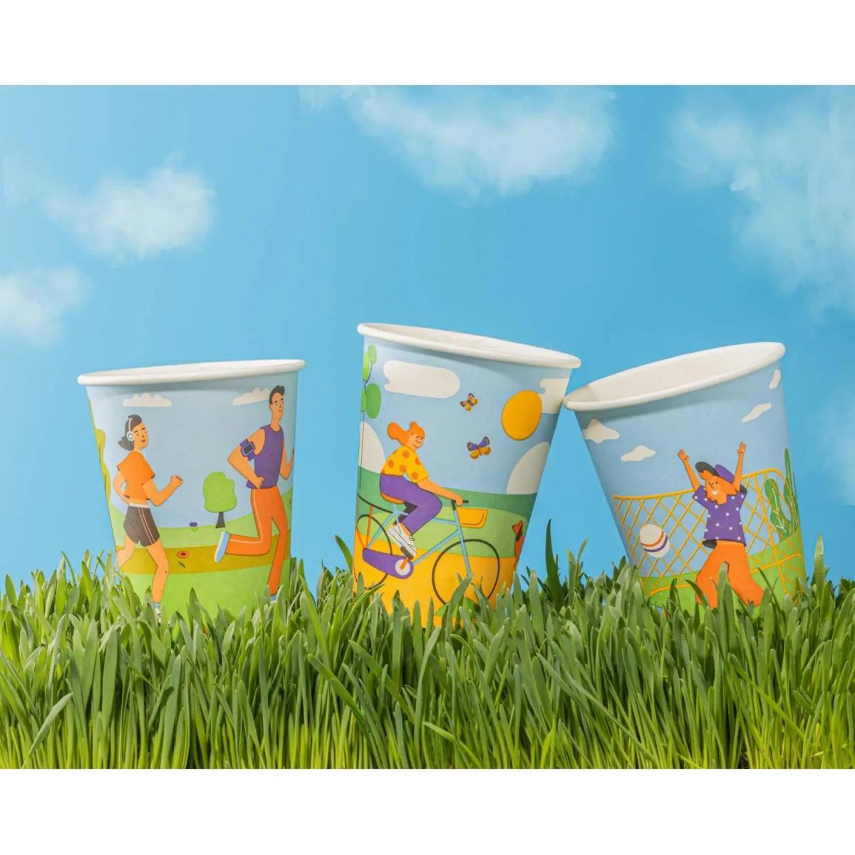 Стакан одноразовый бум односл. 350 мл d-90мм Спортивные игры (MIX) 50шт/уп