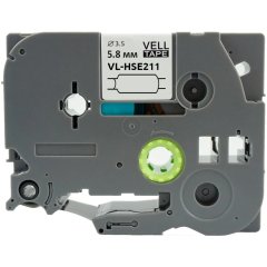 Трубка термоусадочная Vell HSE-211(Brother HSE 211,5.8мм,чер.на бел)Brother