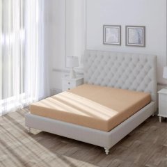 Простыня на резинке 180х200 см, страйп-дизайн, 105г/м2, Coffee cream 789242