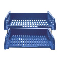 Лоток горизонтальный для бумаг Deli E9208  2 штуки, металл.стерж синий