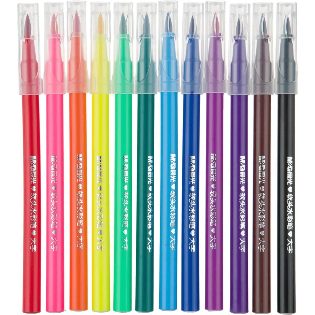 Фломастеры M&G, круглый корпус, смываемые, 12 цв в наборе