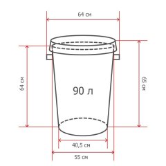 Бак для отходов 90л пластик черный, с зеленой крышкой